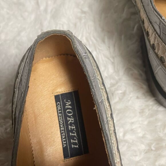 Moretti leather light gray and beige patent shoes square toe gently used SZ13 - Picture 9 of 10